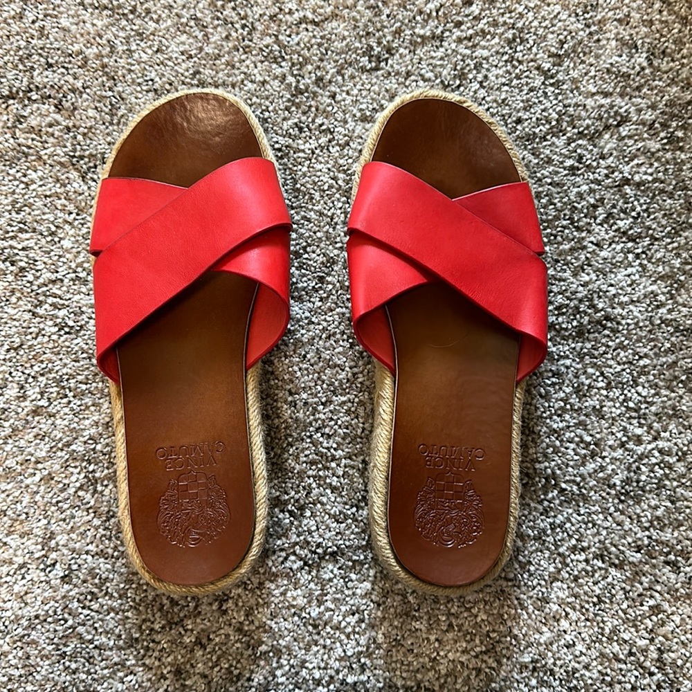 Vince Camuto red leather espadrille sandals